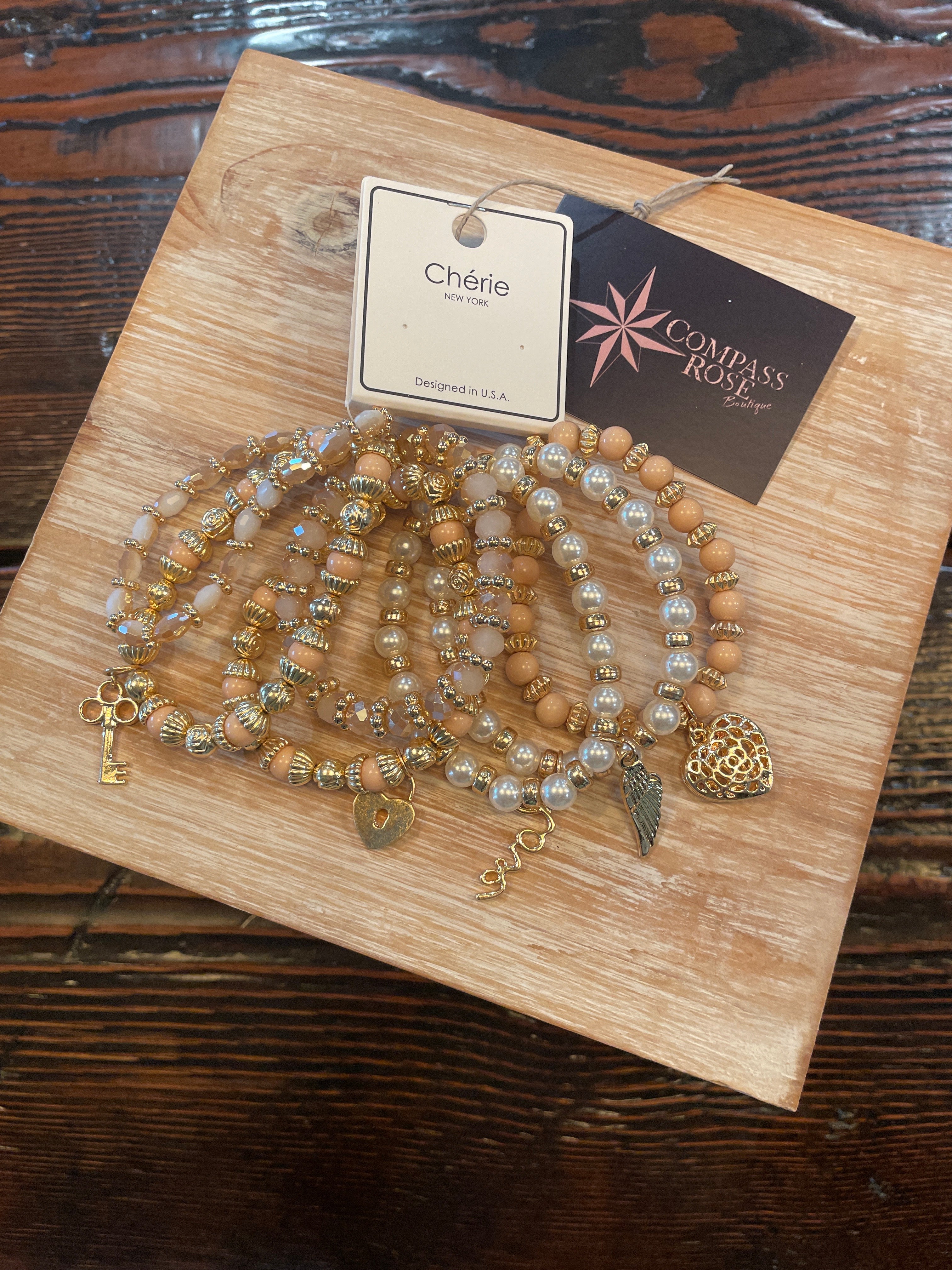 Neutral Bead & Charm Bracelet Set