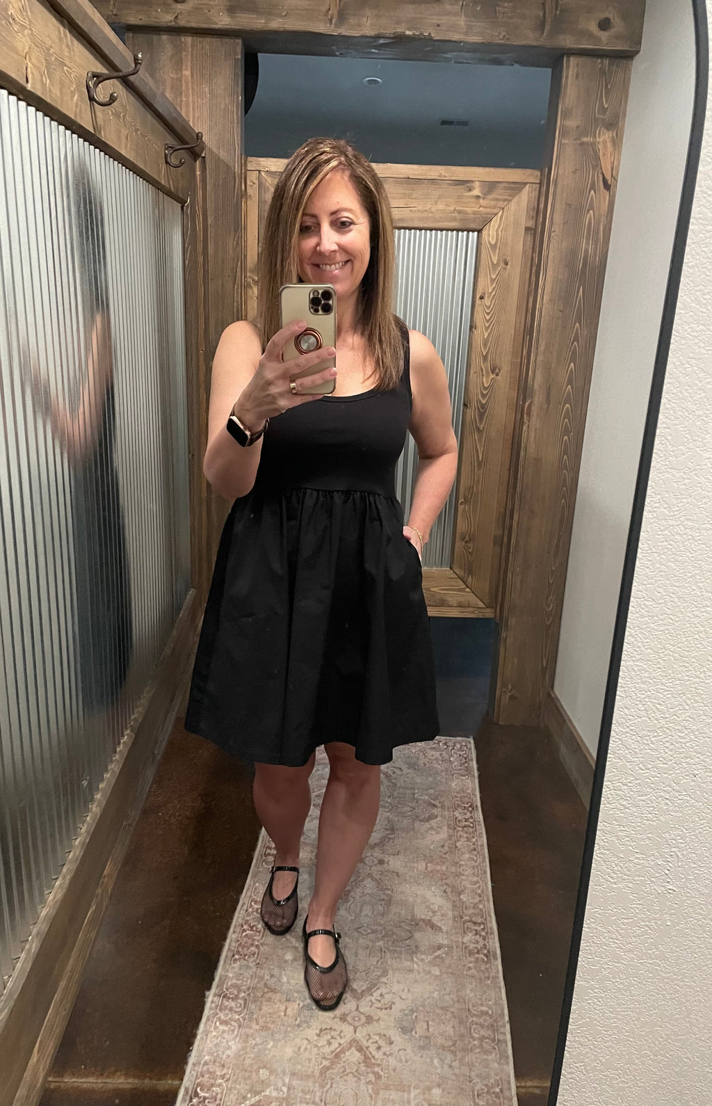 Combined Knit & Woven Dress