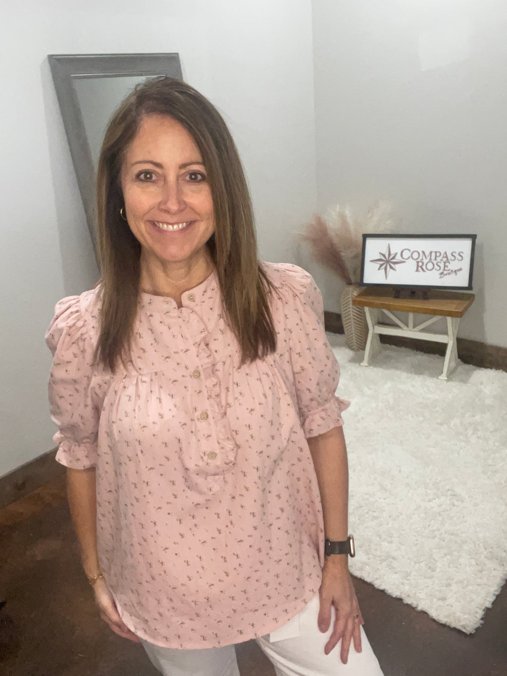 Ruffle Embellished Floral Shirt