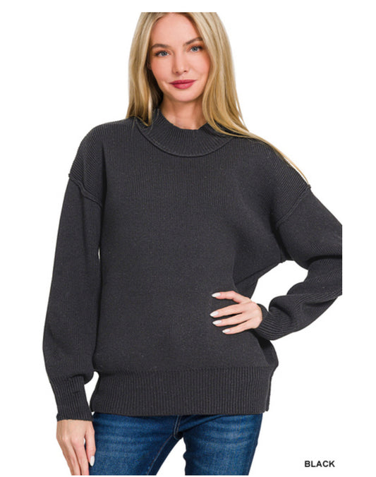 Wide Neckband Drop Shoulder Sweater