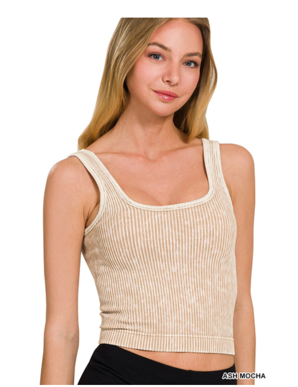 Stone Washed Ribbed Seamless Tank