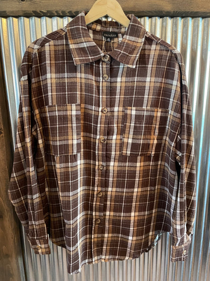 PLAID COLLARED BUTTON DOWN LONG SLEEVE SHIRT