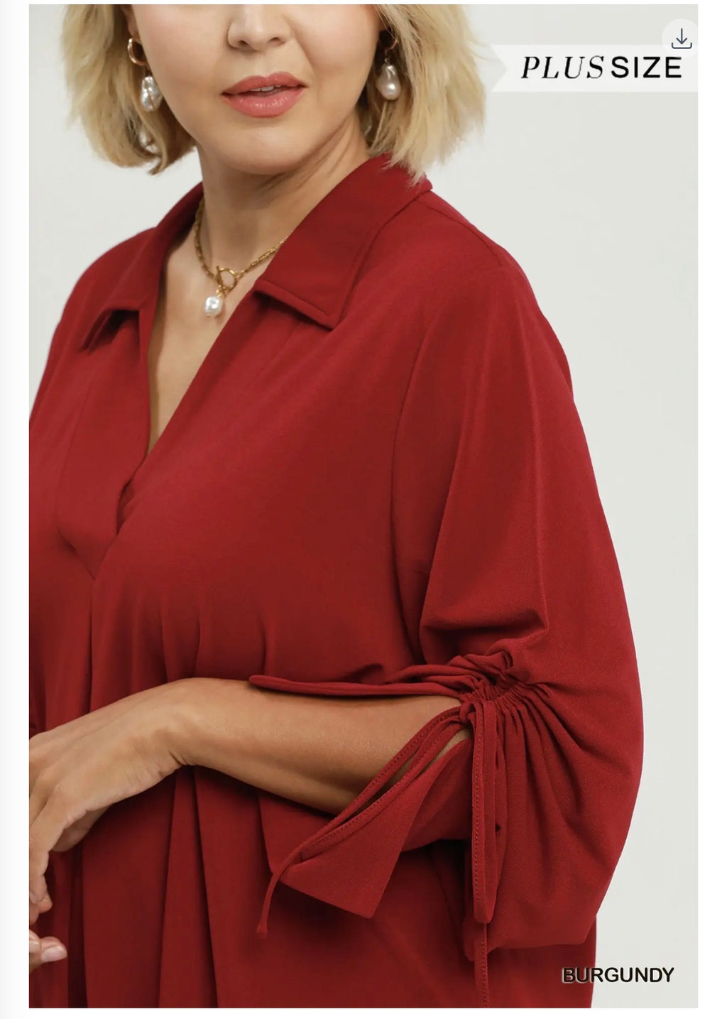 Tie Cuff Sleeve Blouse