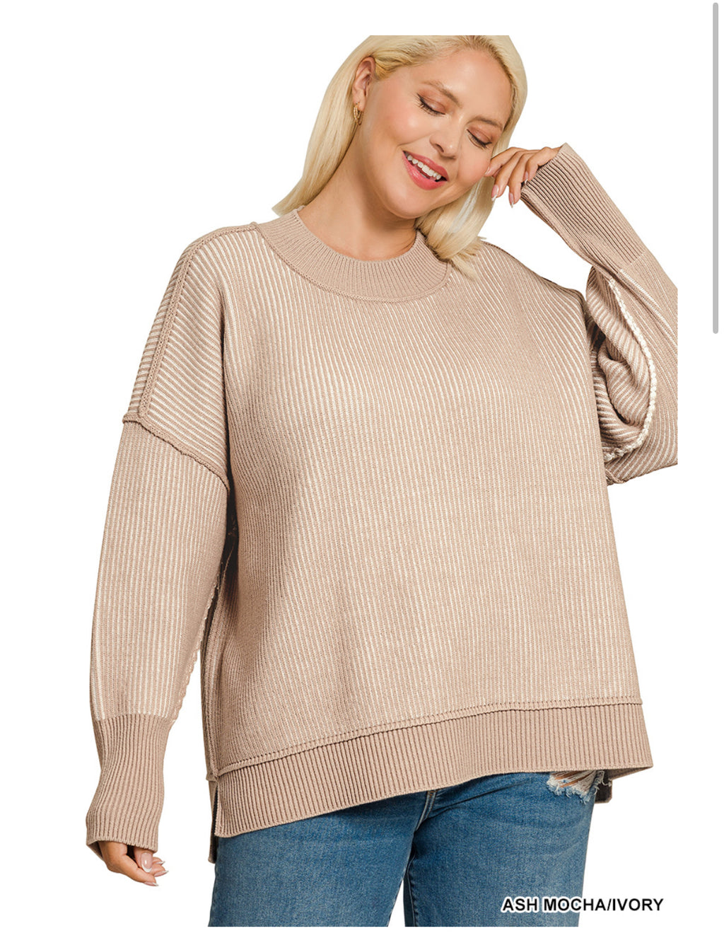 Exposed Seam Two-Tone Sweater