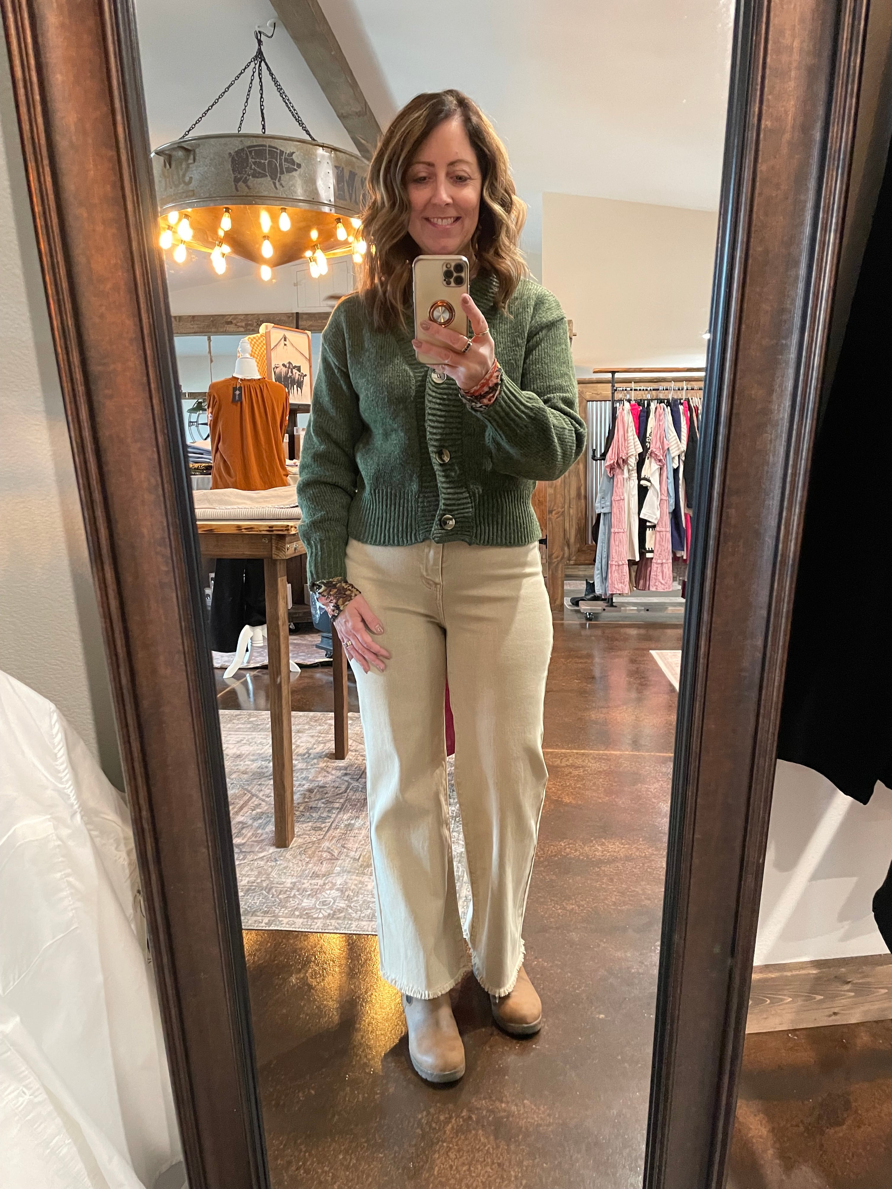 Acid Washed Frayed Cutoff Hem Straight Wide Pants