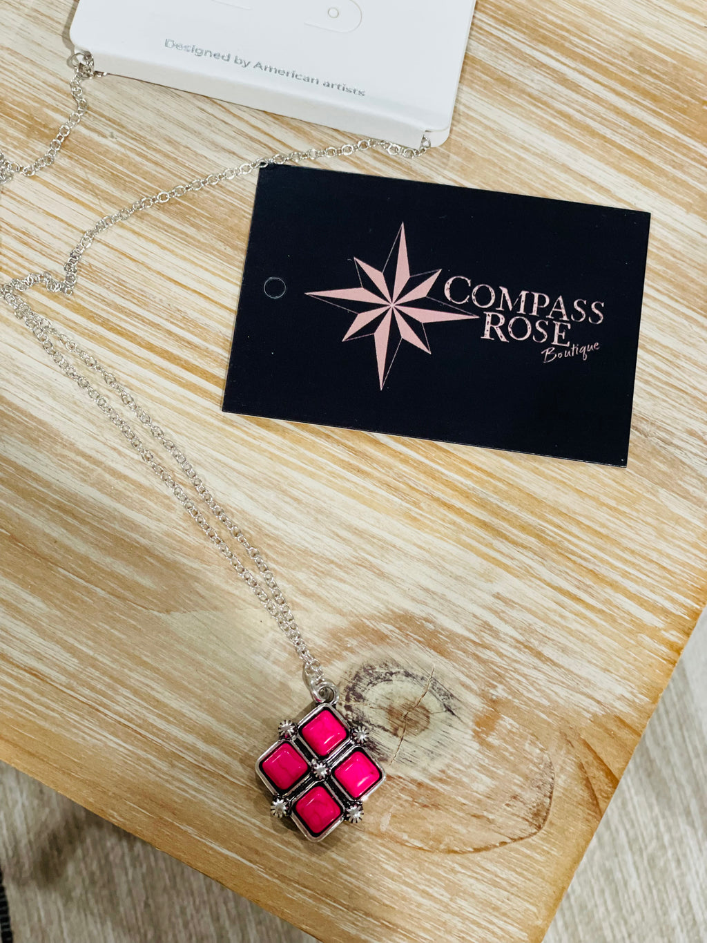 Square Pendant Stone Necklace