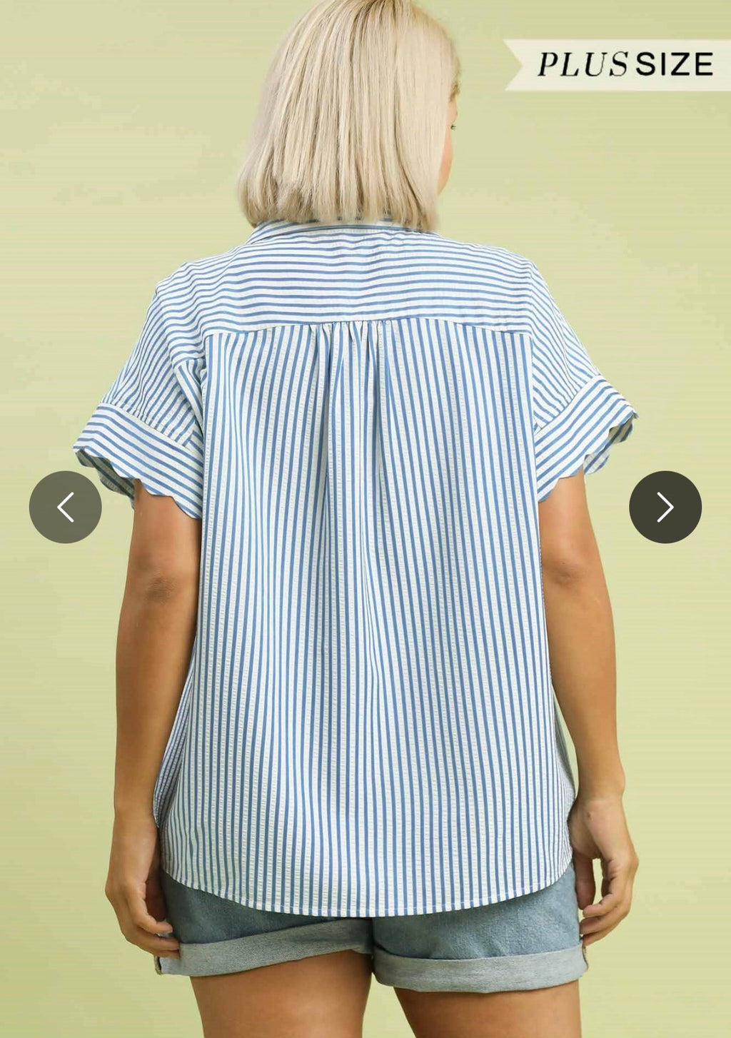 Striped Top w/ Scallop Sleeves