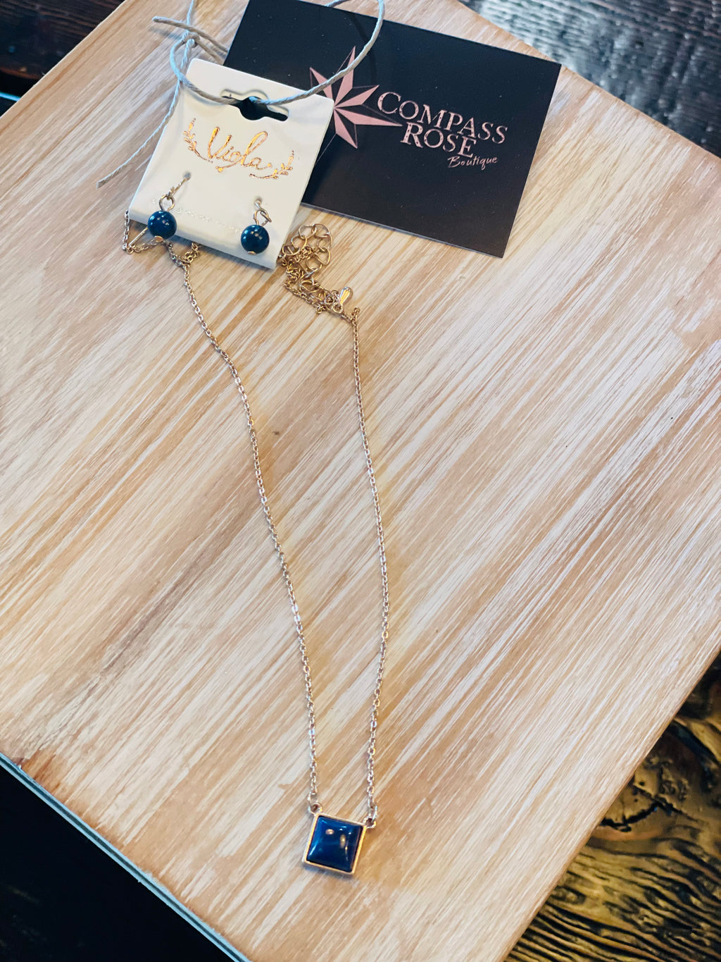 Navy Blue Necklace/Earring Set