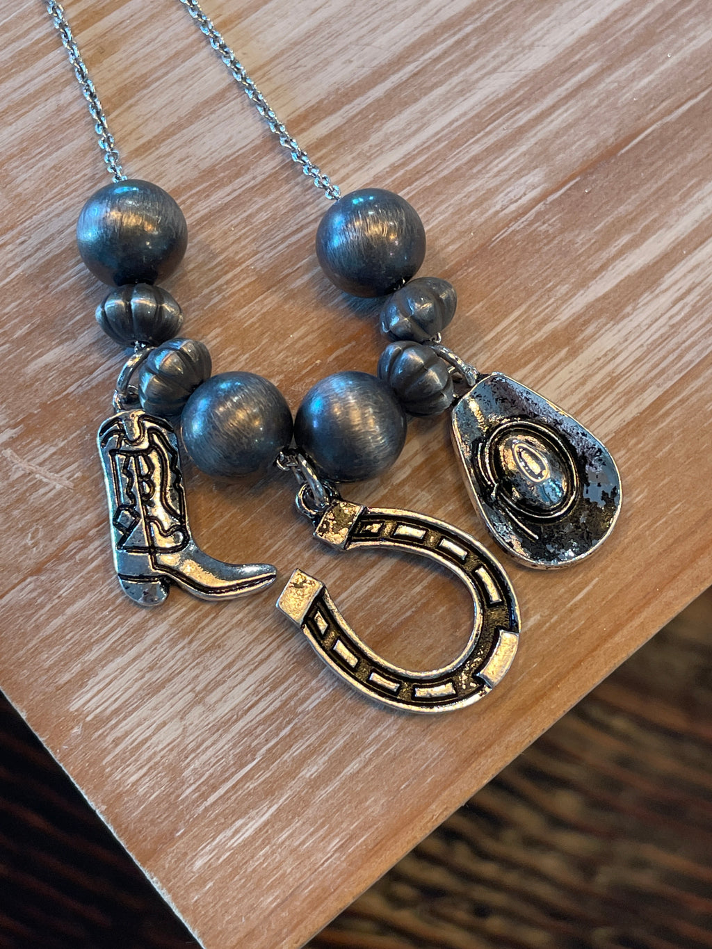 Navajo Pearl and Charm Necklace