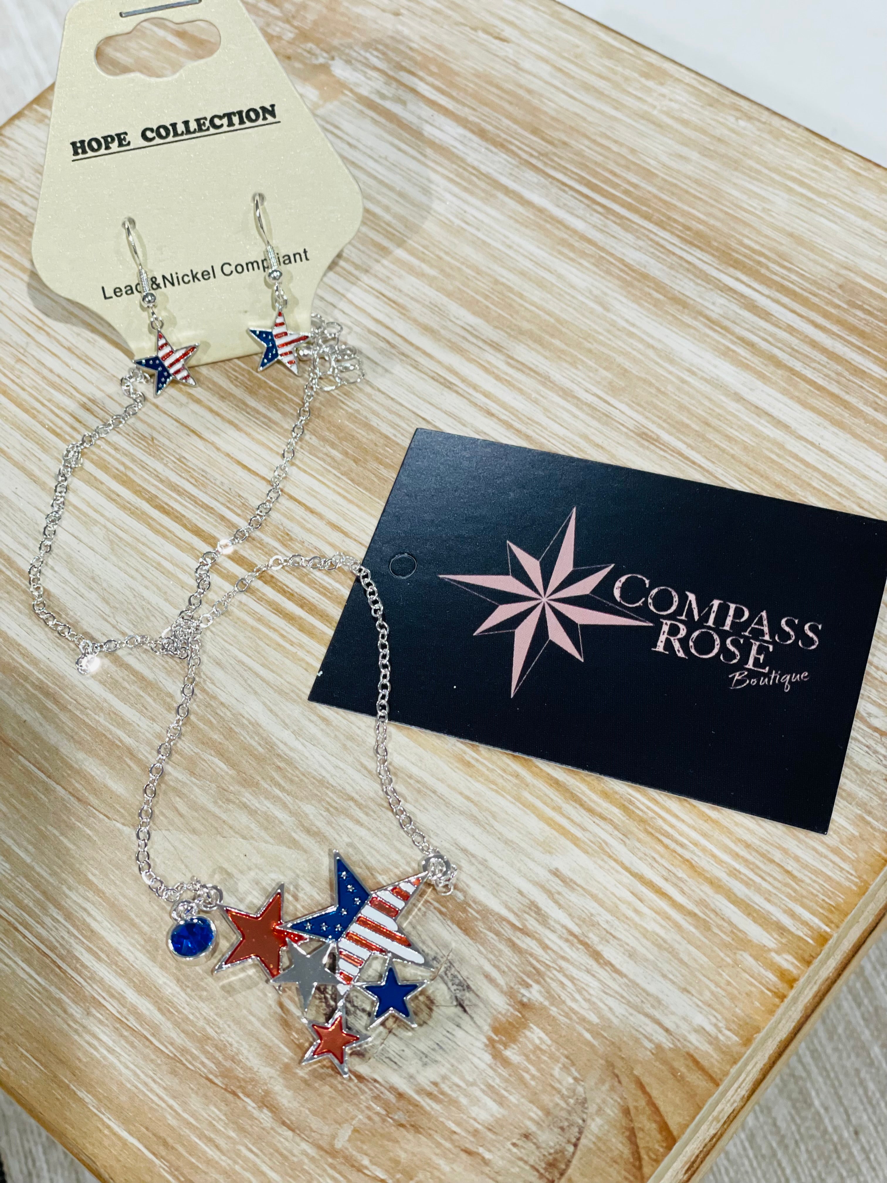 Americana Star Necklace/Earring Set