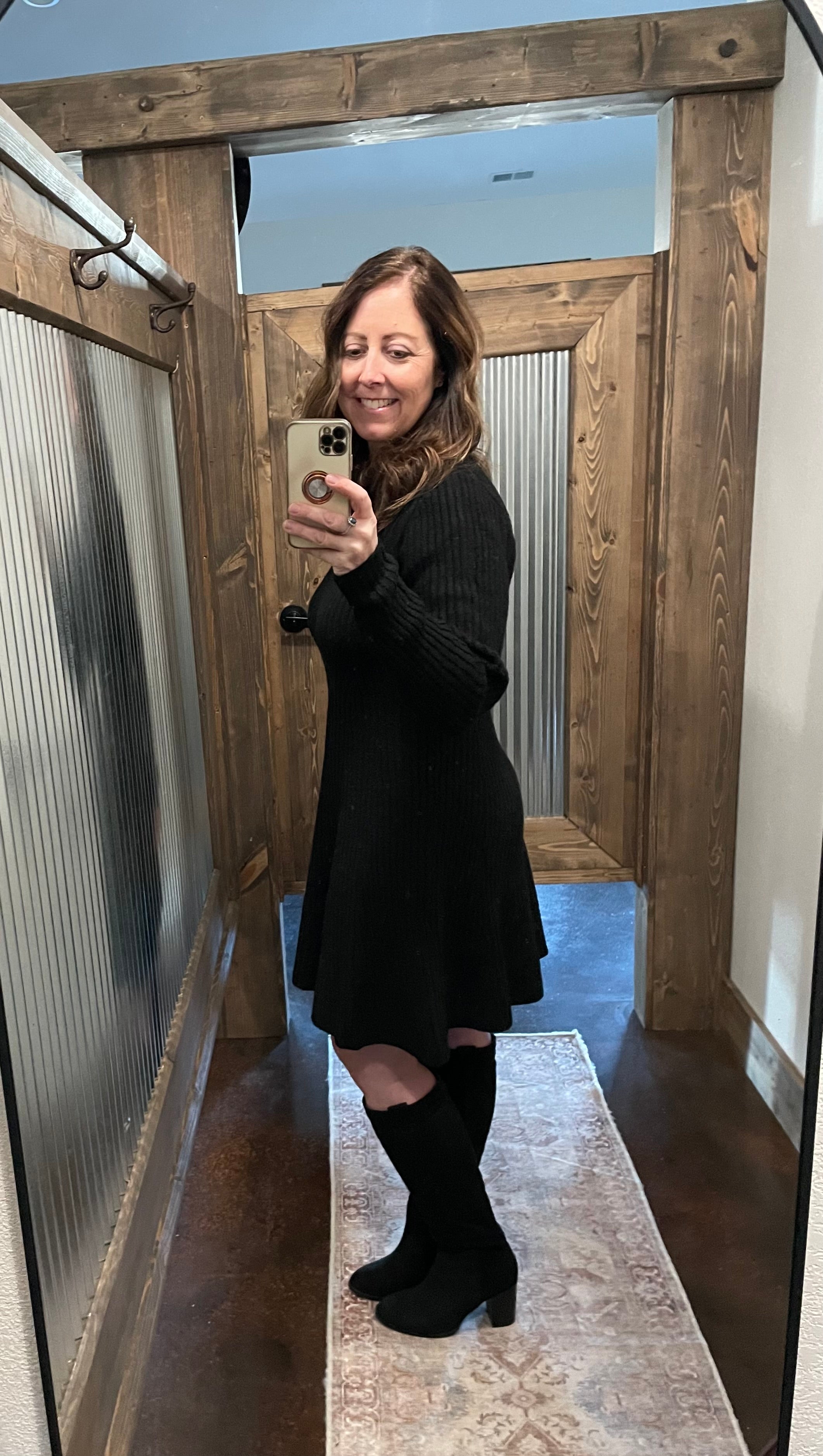 Ribbed Sweater Flared Mini Dress