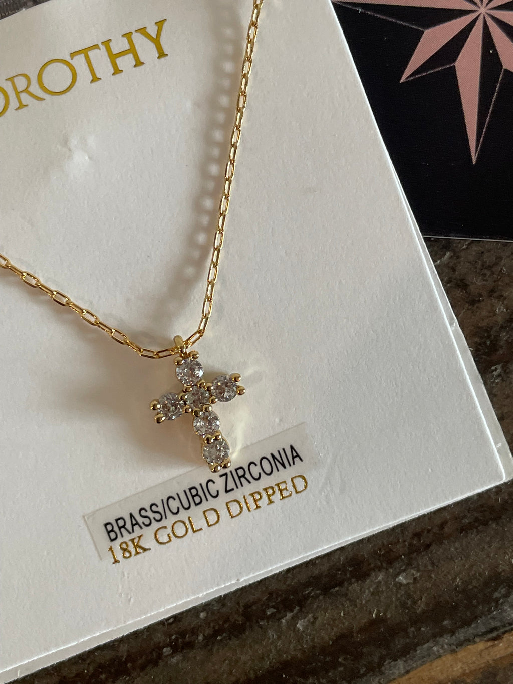 CZ Small Cross Necklace