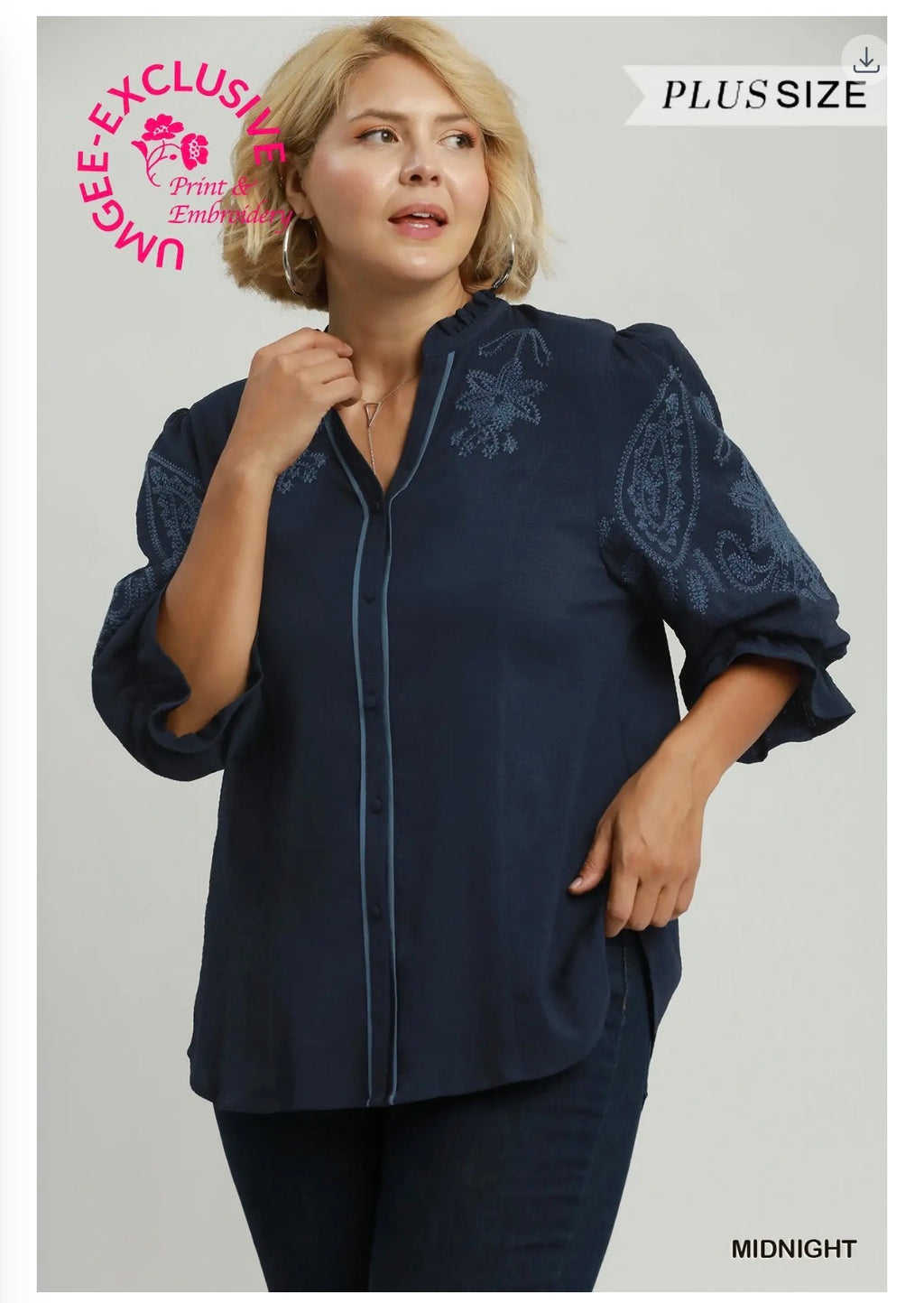 Embroidery Ruffle Top - Curvy