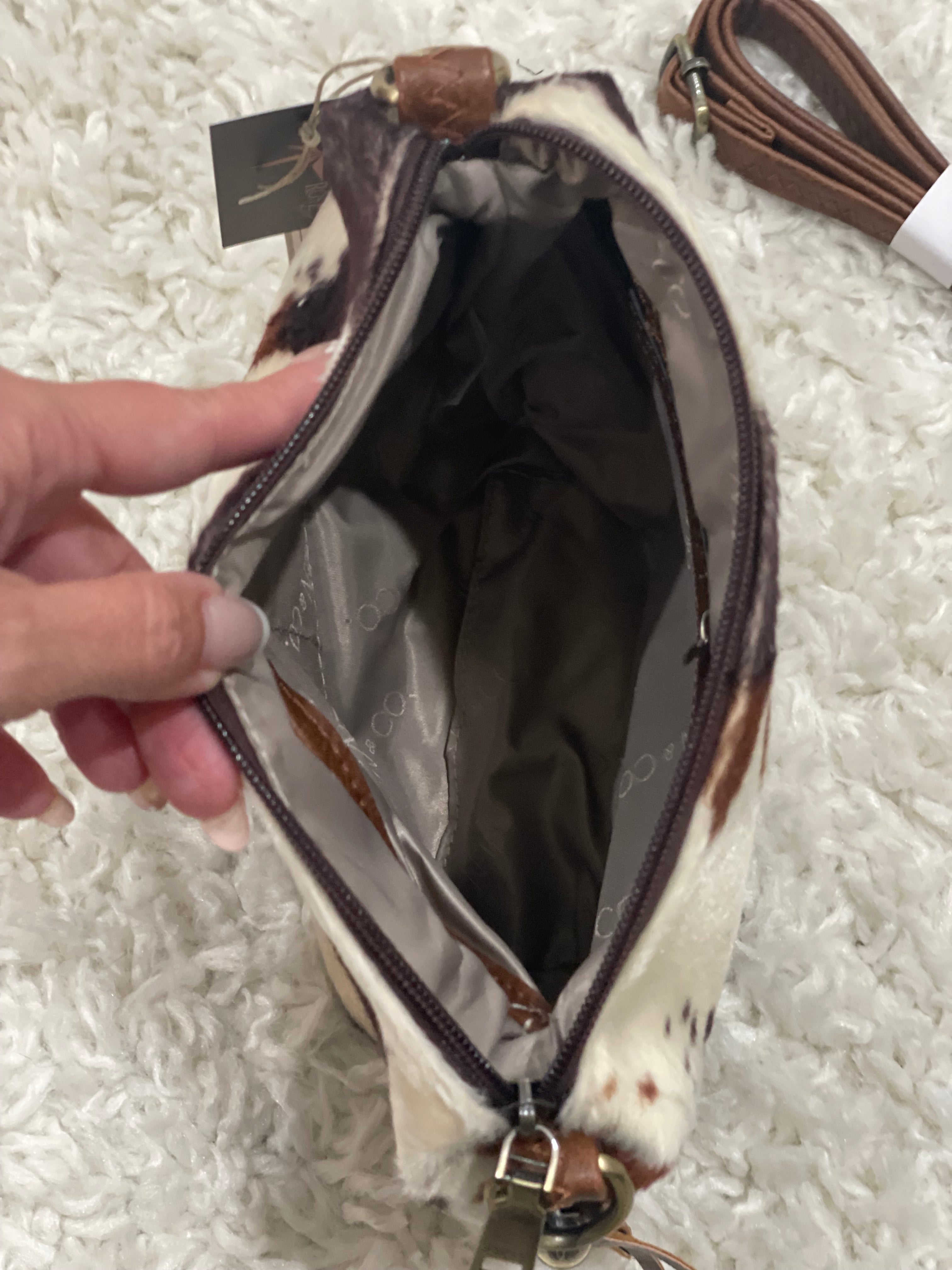 Cow Print Crossbody w/ Side Tassel