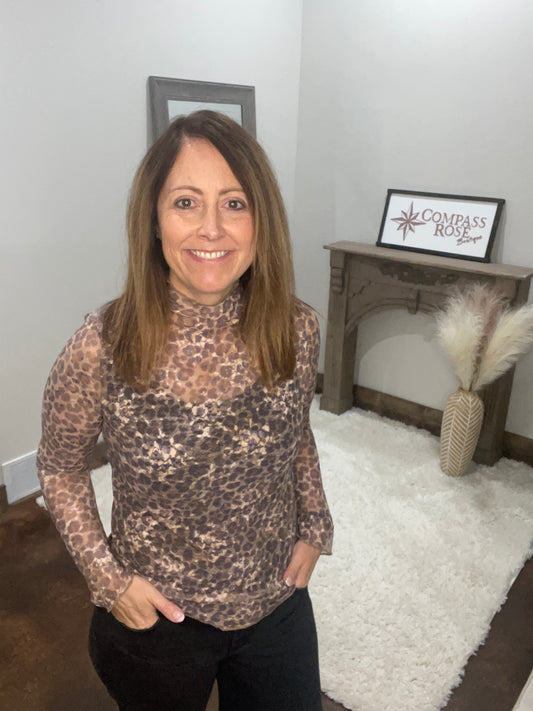 Leopard Mesh Top