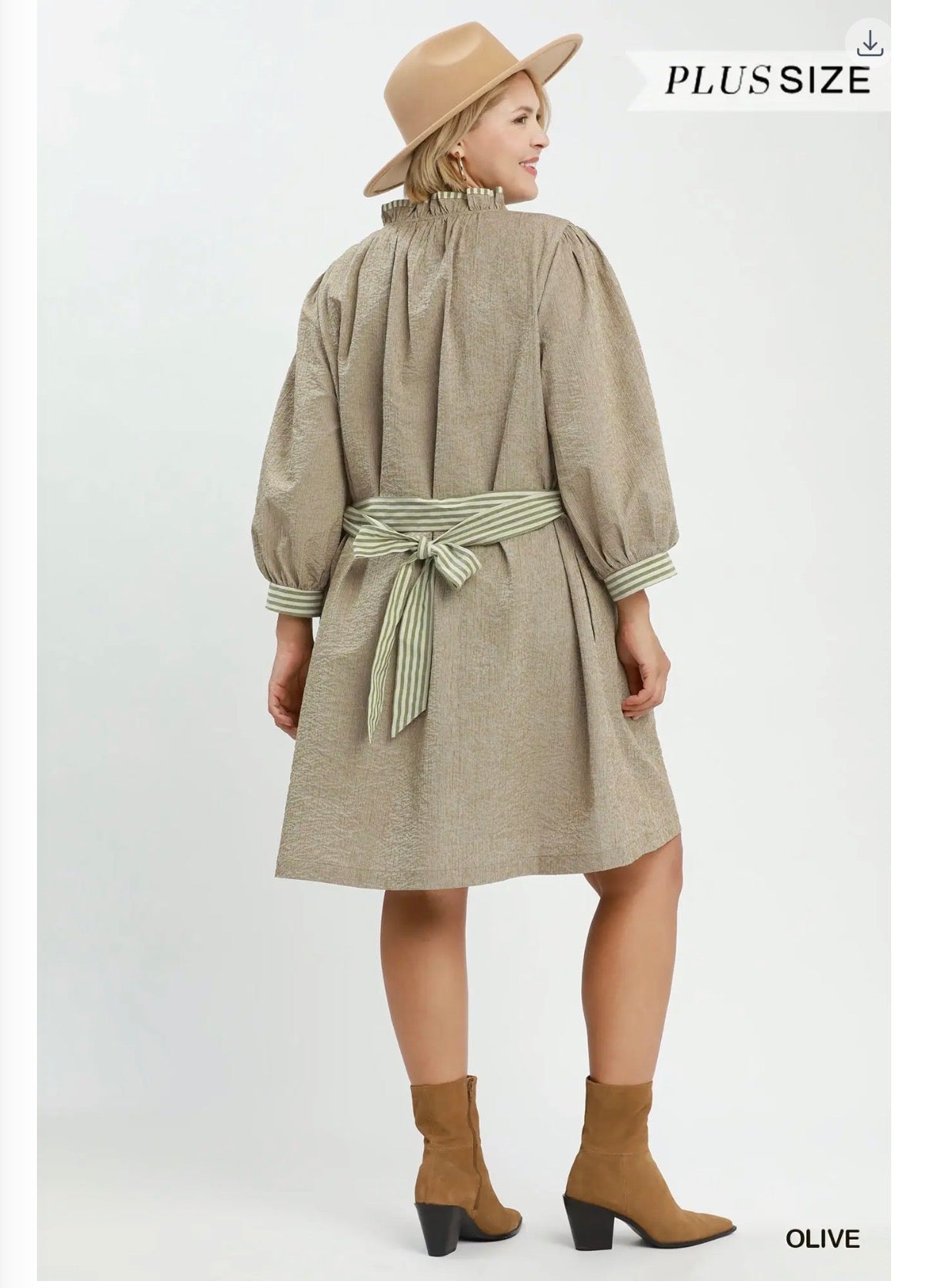 Textured Contrast Trim Tie Waist Mini Dress