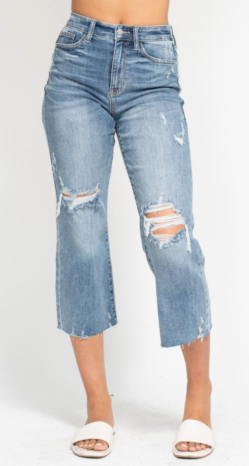 Judy Blue HW w/Destroy Crop Wide Leg