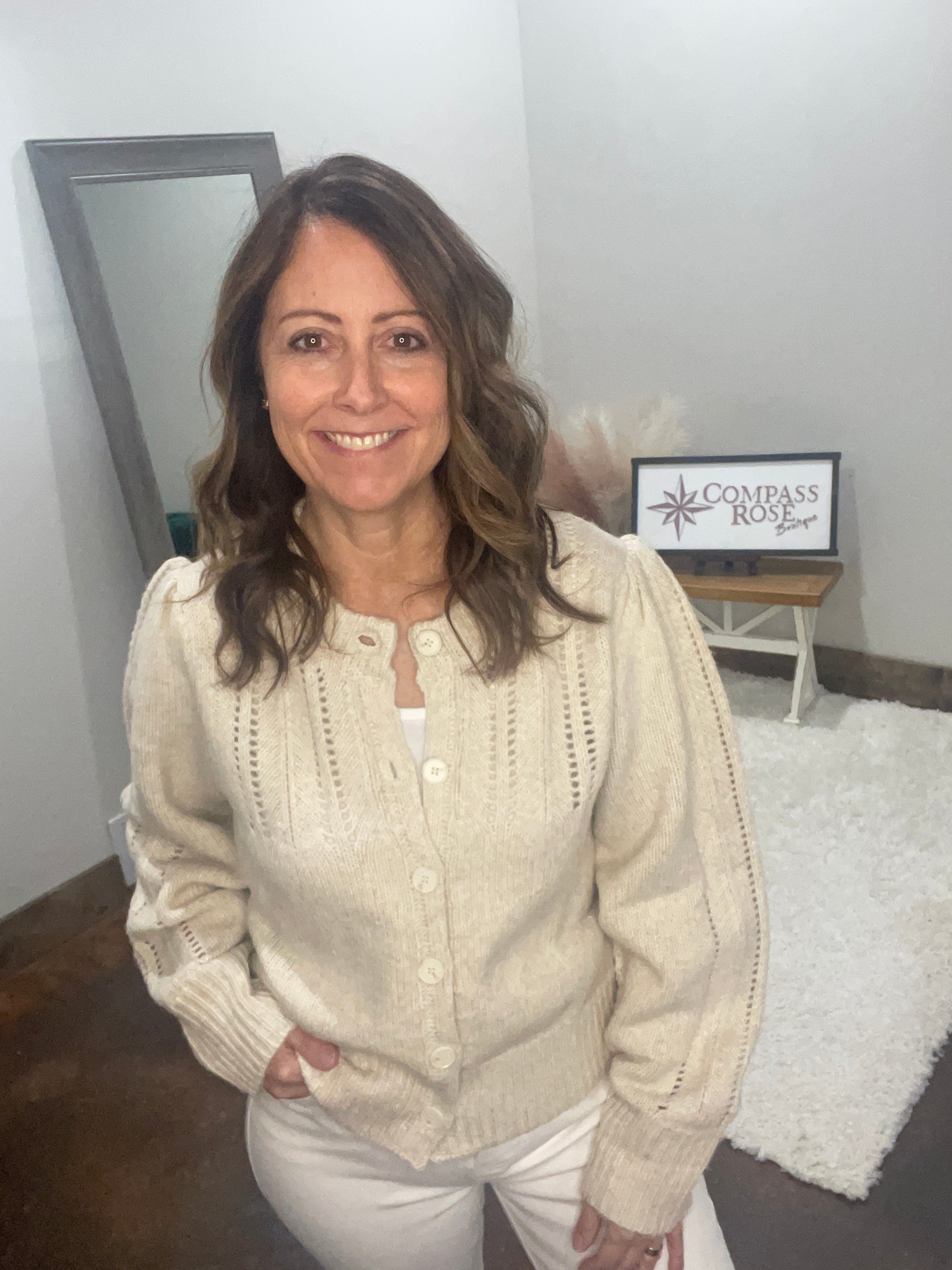 Soft Knit Eyelet Button Cardigan