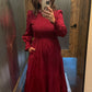 SMOCKED SWISS DOT MAXI DRESS