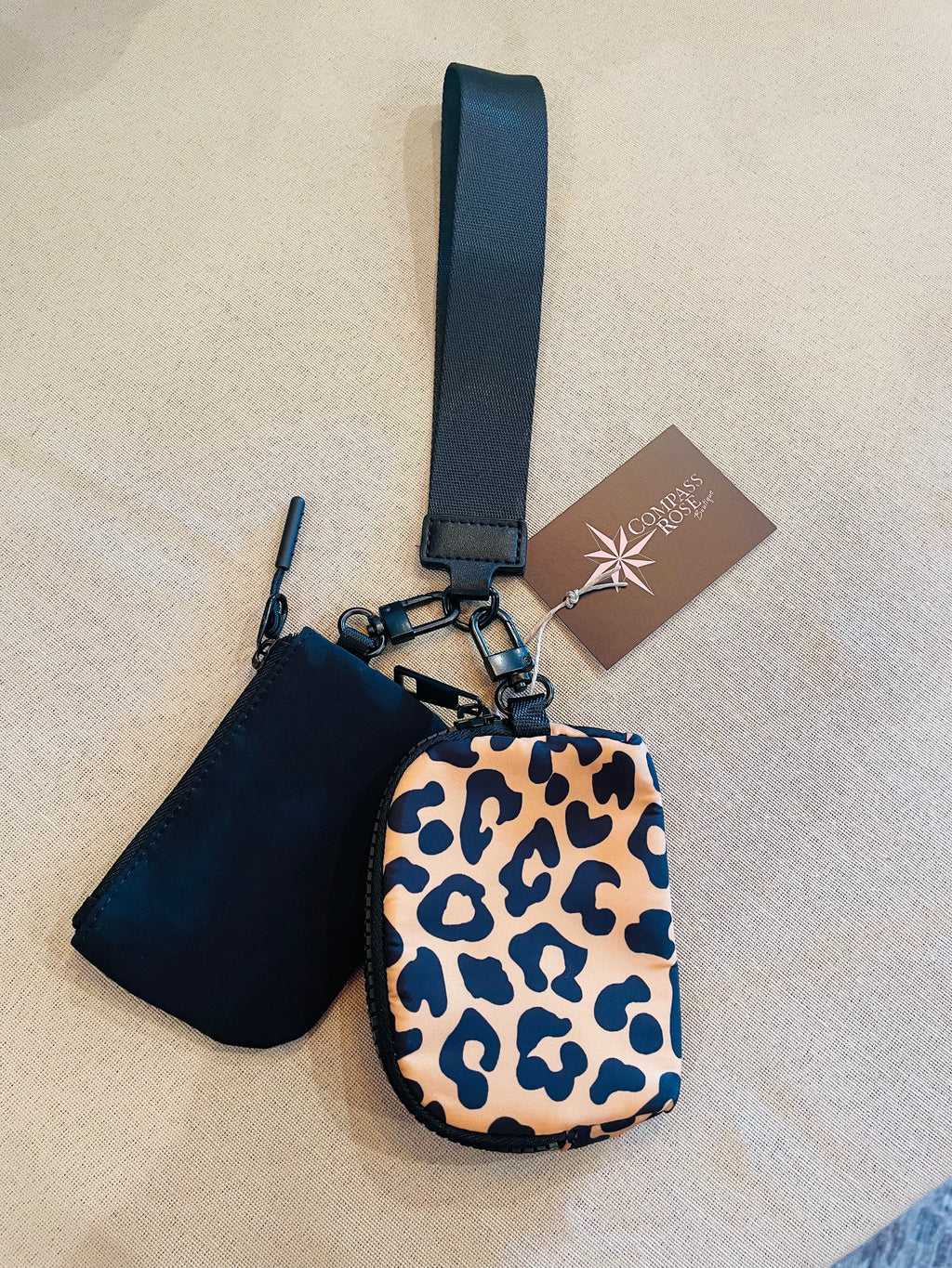 Dual Pouch Wristlet Keychain Wallet
