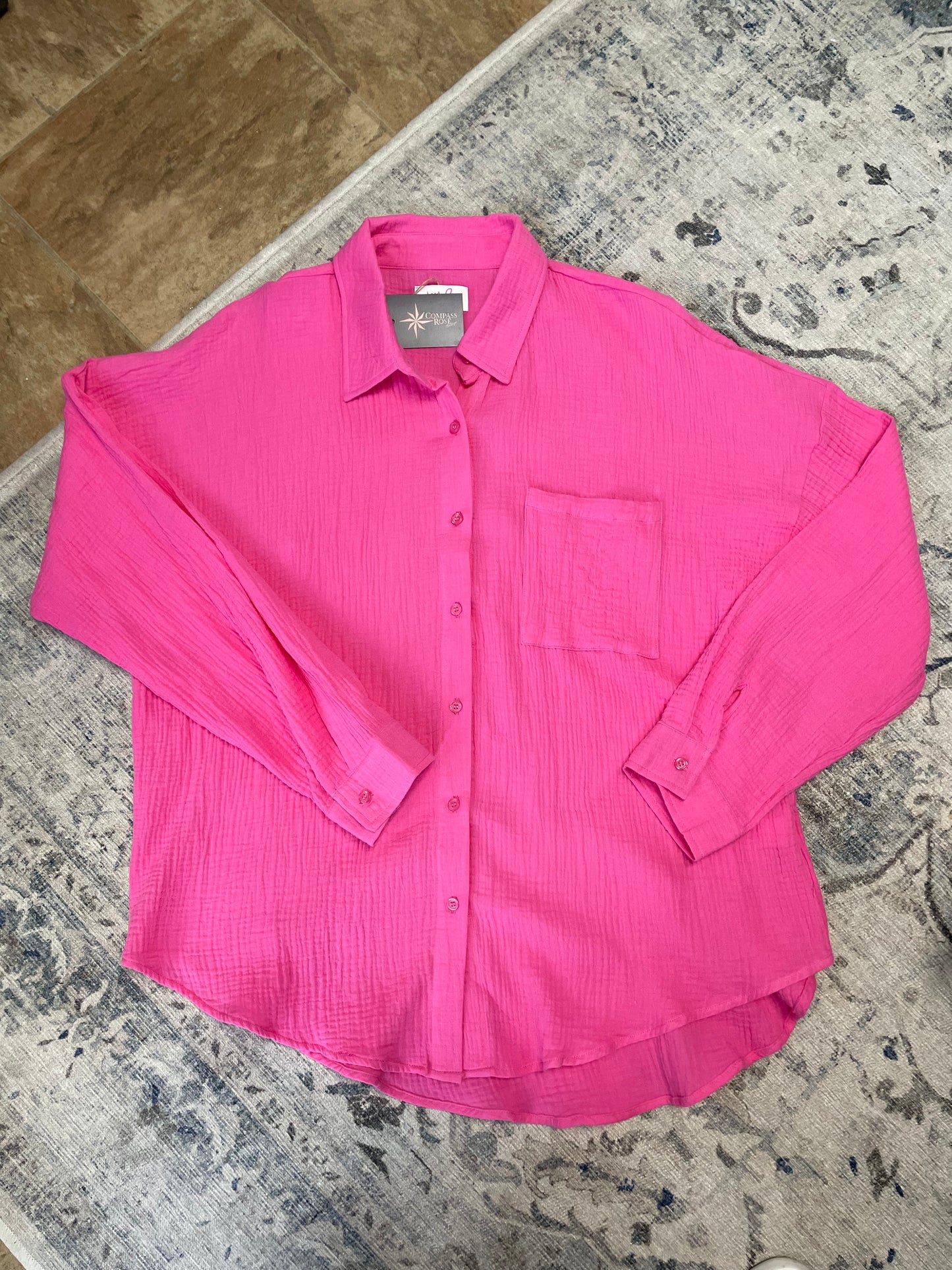 Bay Breeze Button Up Gauze Top