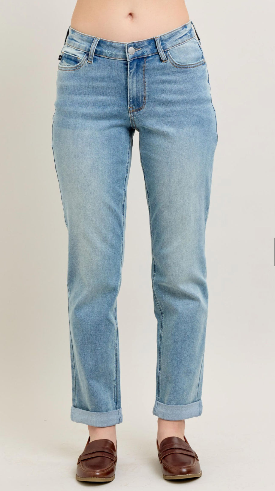 Judy Blue V-Front Cool Denim Cuff BF