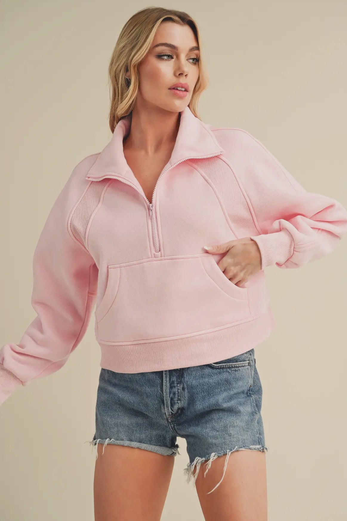 Dove Funnel Neck Half Zip