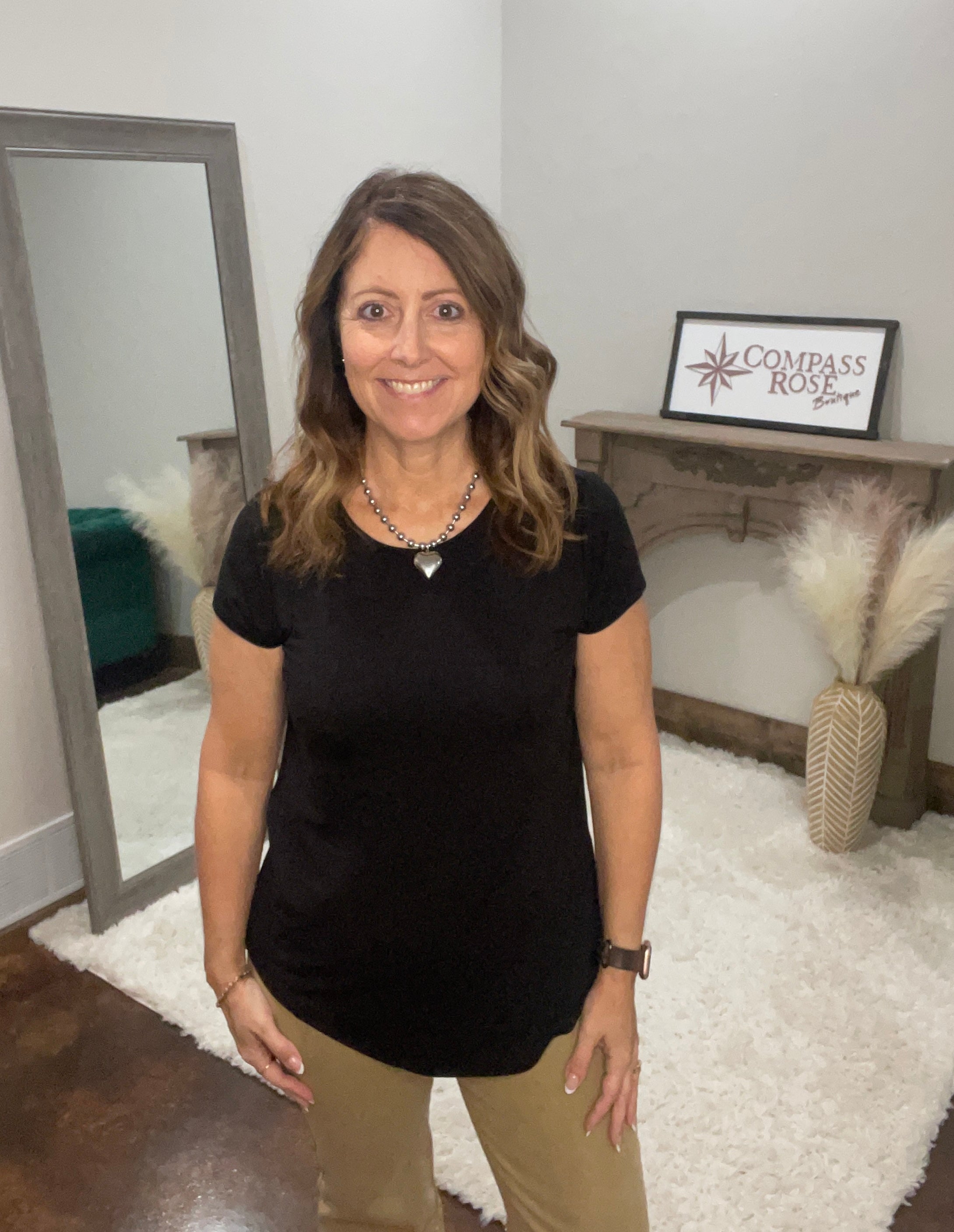 Flowy Round Hem Short Sleeve Top