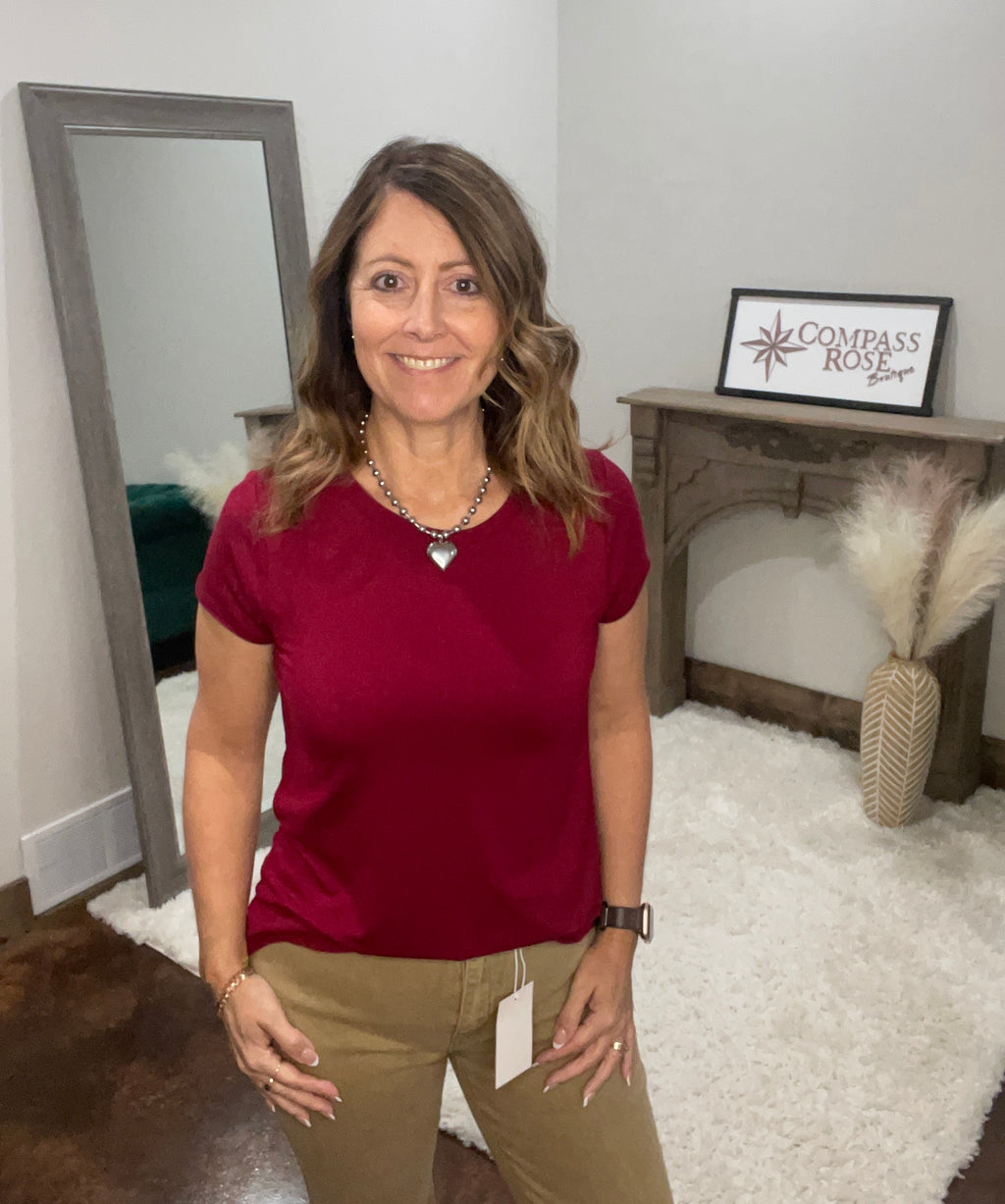 Flowy Round Hem Short Sleeve Top