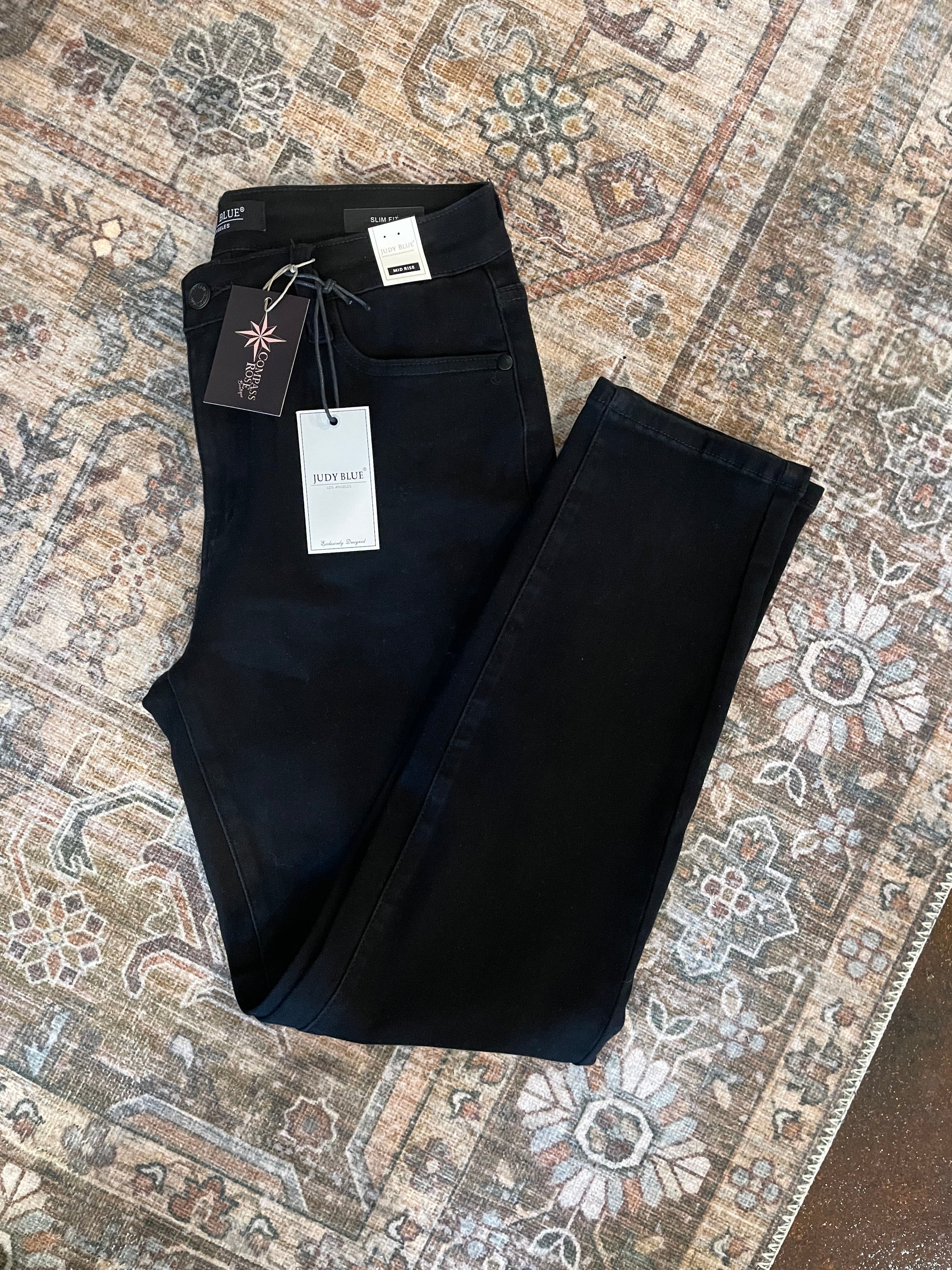 Judy Blue Mid Rise Slim Fit Black Jeans