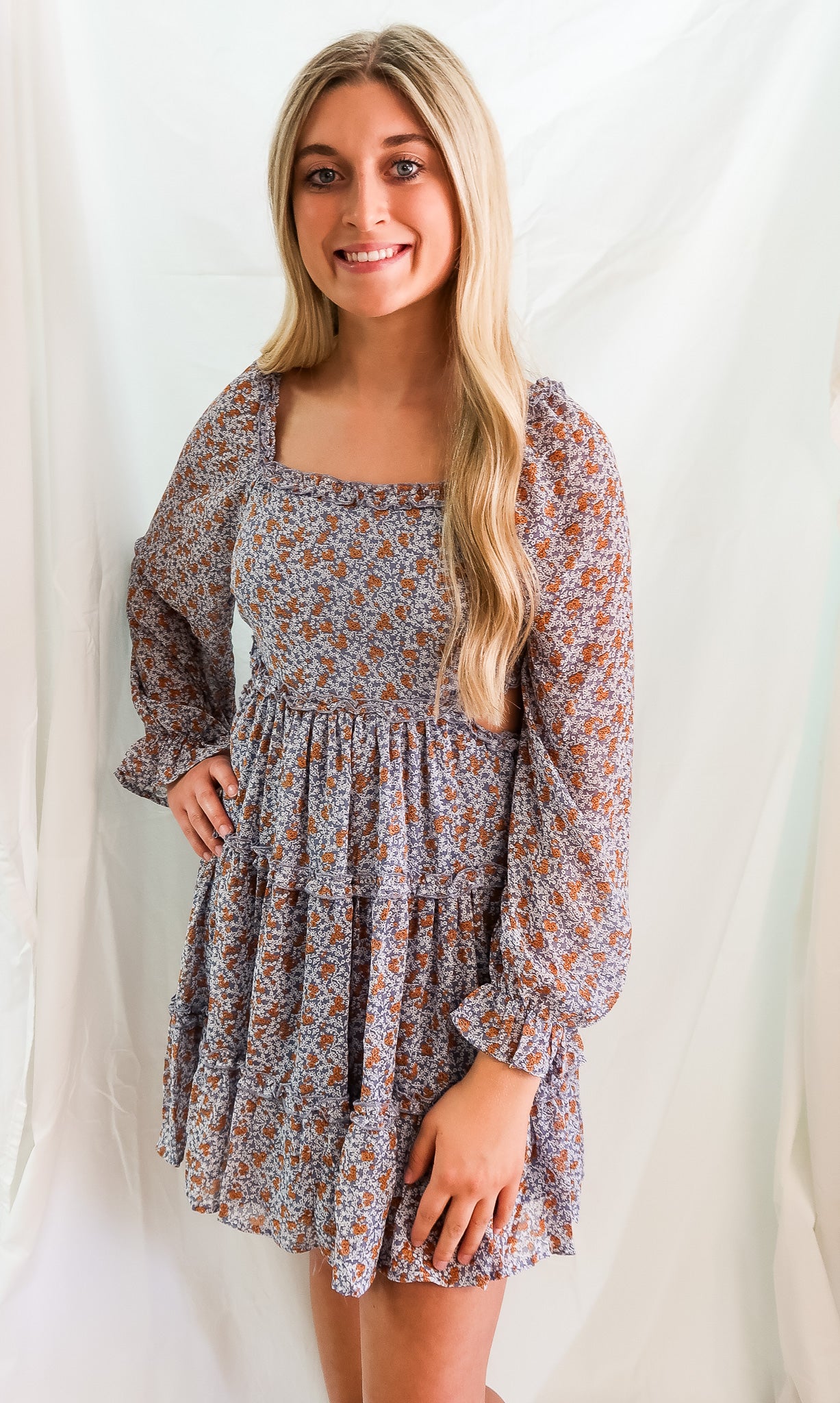 Dusty Blue Peek-A-Boo Dress