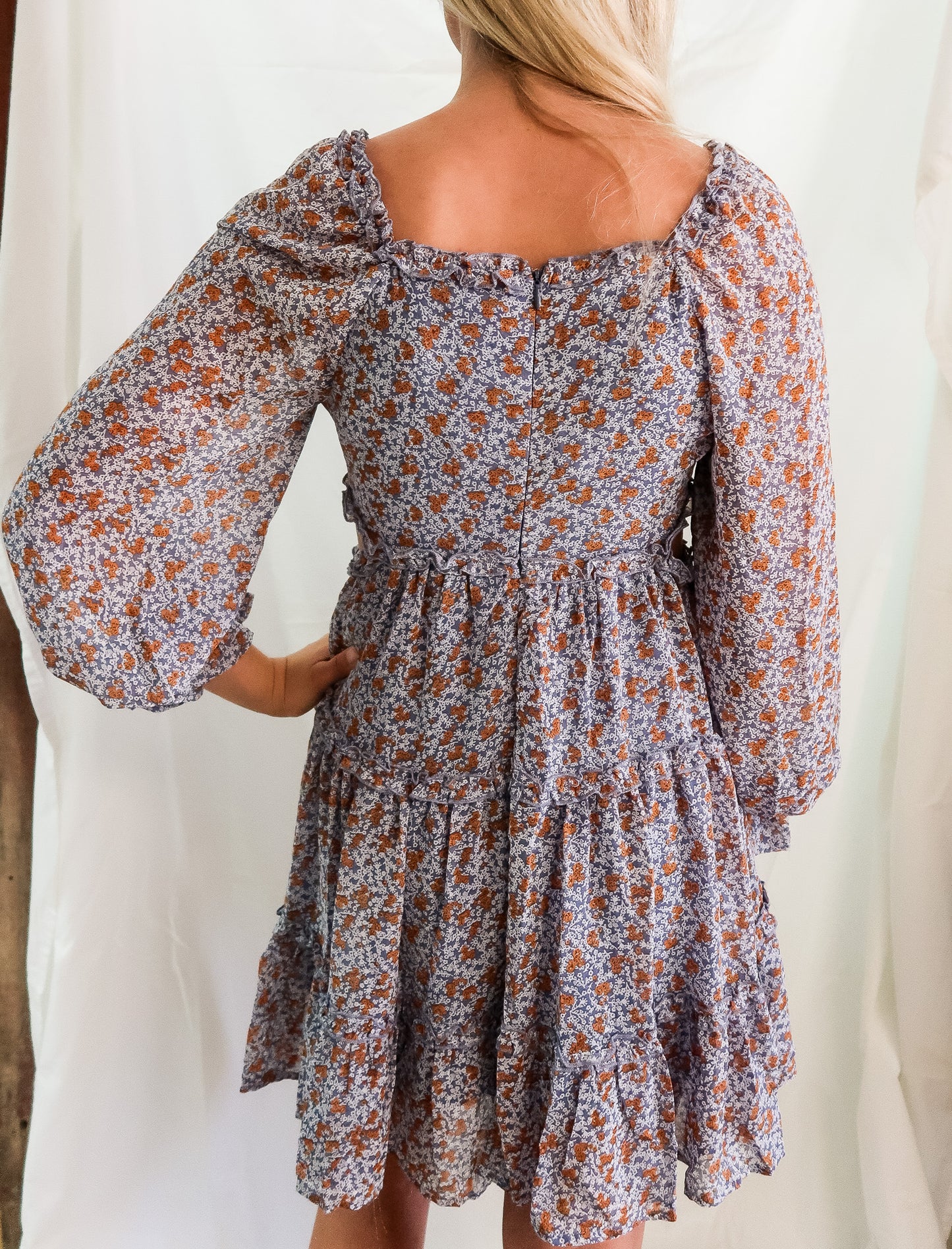 Dusty Blue Peek-A-Boo Dress