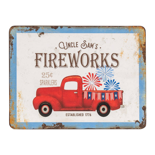 Uncle Sam's Fireworks Truck Rustic Metal Sign