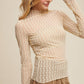 Semi Sheer Textured Lace Long-Sleeve Layering Top