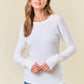 Knit Round Neck Thumb-Hole Long Sleeve Tee