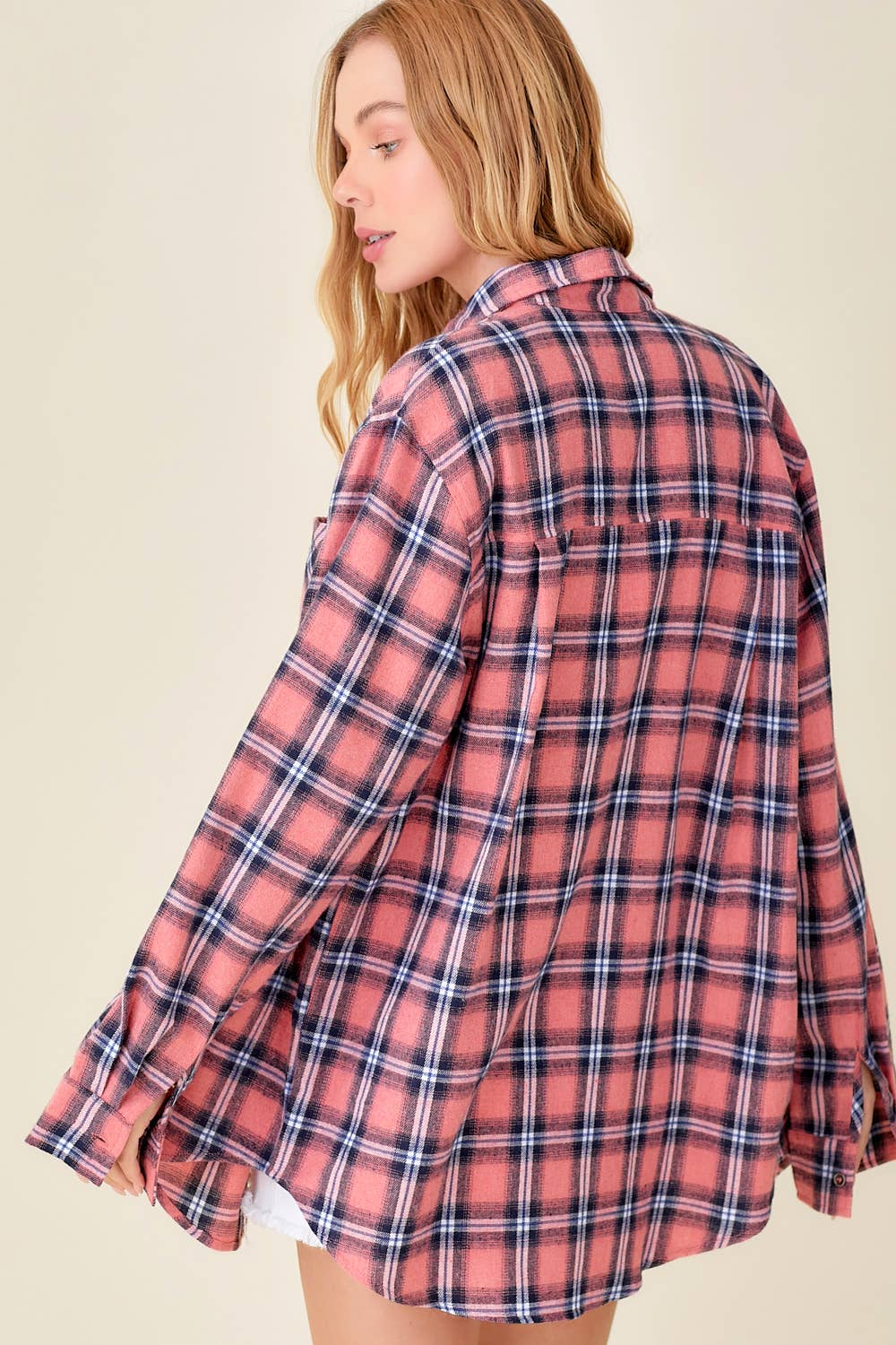 Loose Fit Button Down Soft Fabric Plaid Shirts