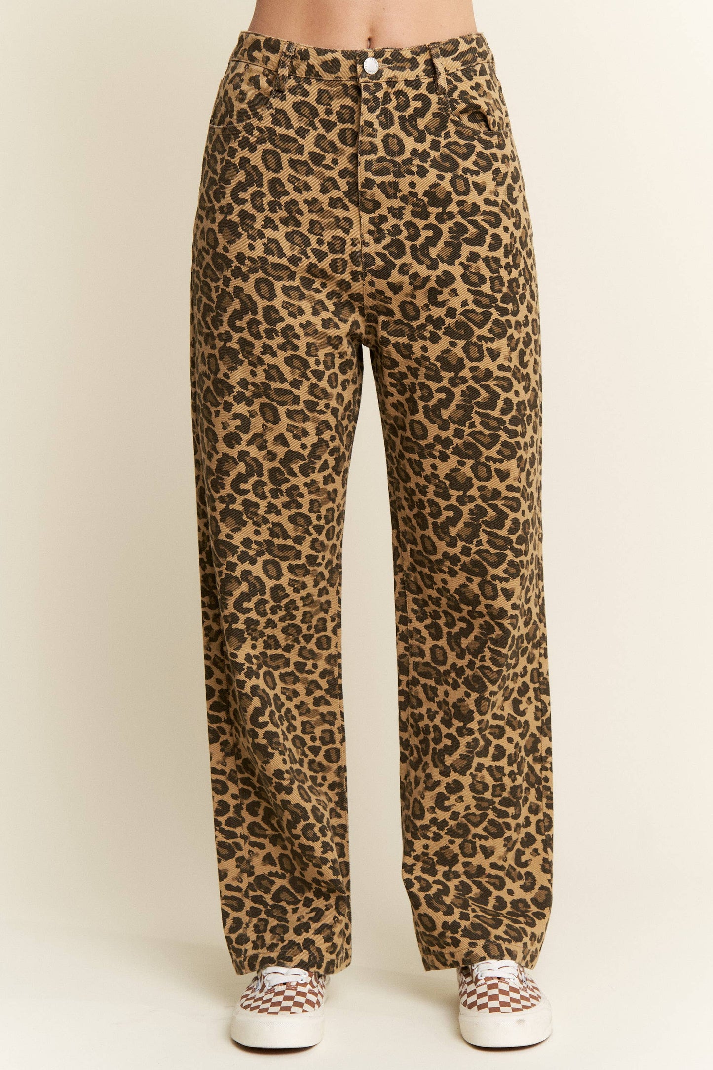 Leopard Print Denim Pants