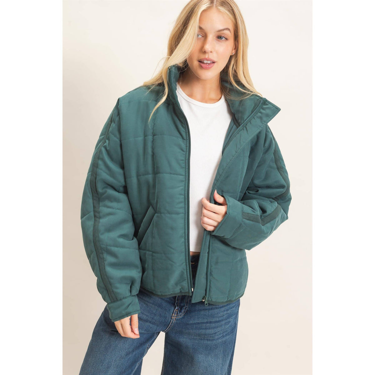 Quilted High Collar Jacket