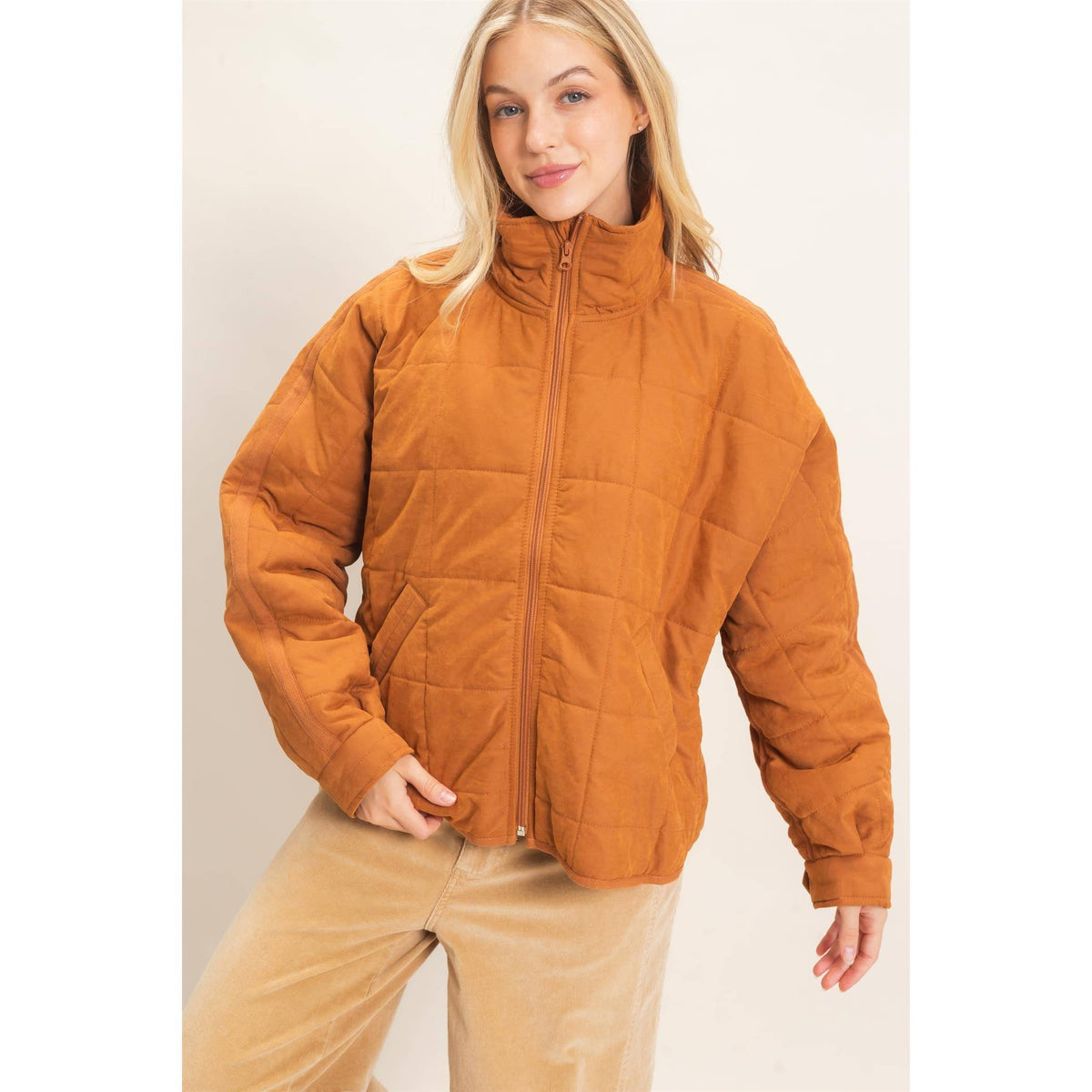 Quilted High Collar Jacket