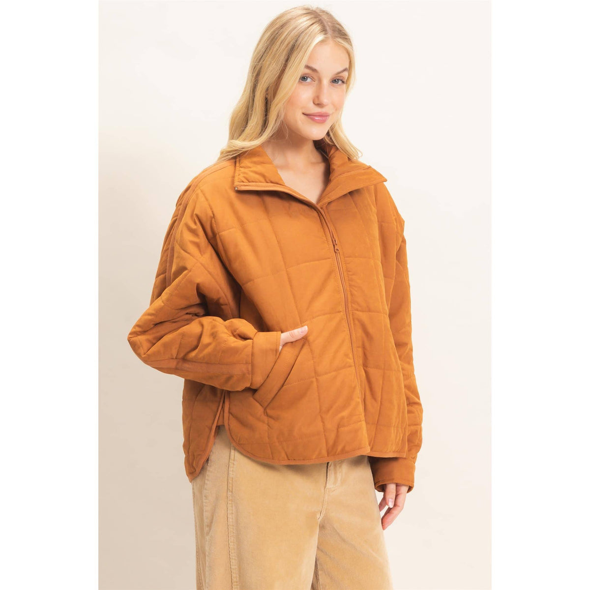 Quilted High Collar Jacket