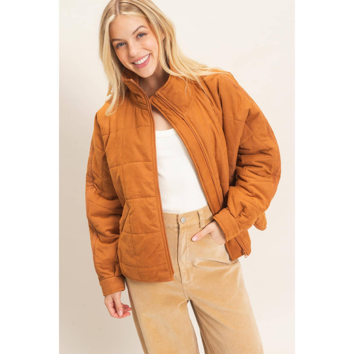 Quilted High Collar Jacket