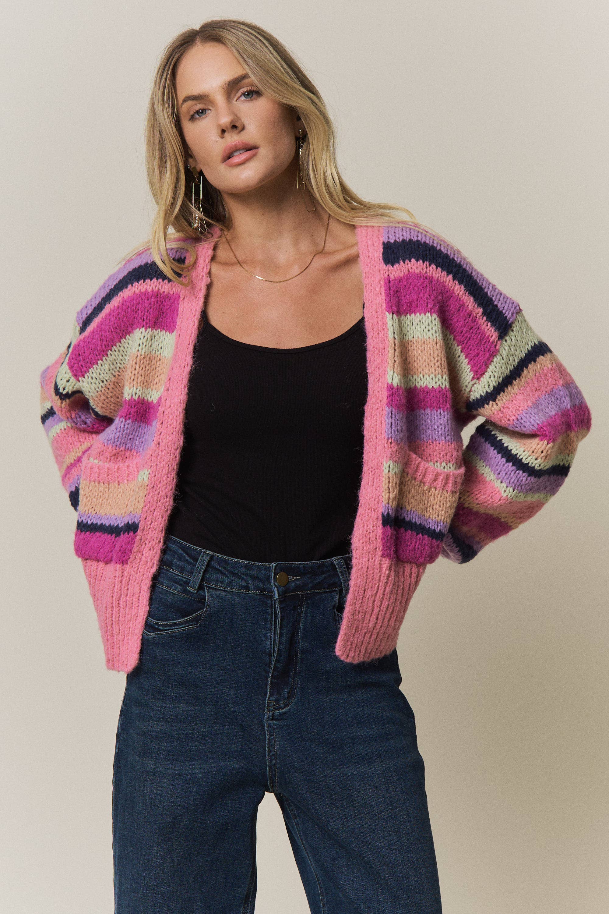 Vibrant Striped Cardigan