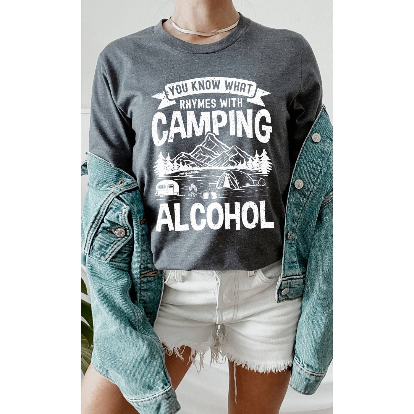 You Know What Rhymes With Camping Alcohol Graphic Tee