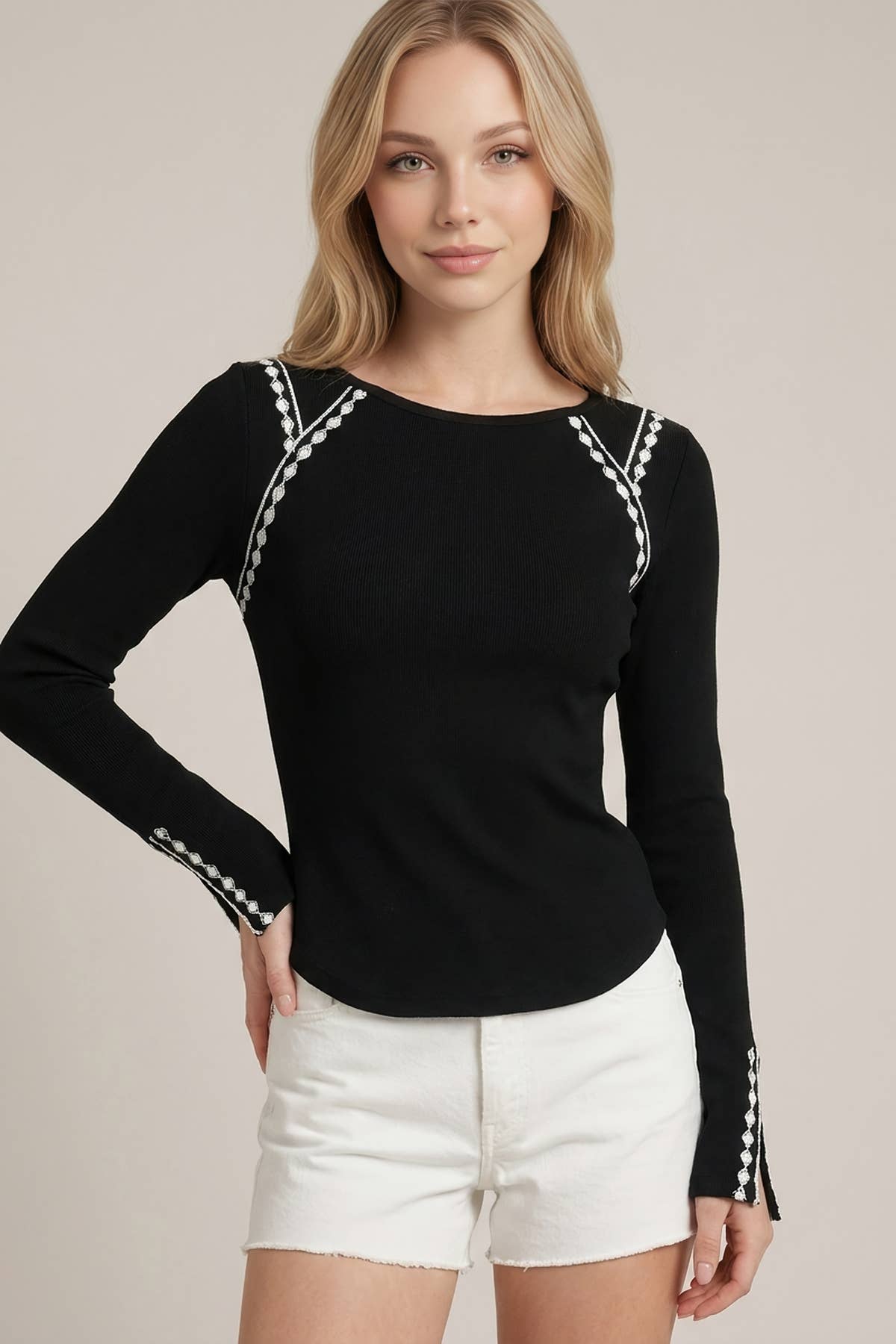 Lace Trim Boat Neck Top