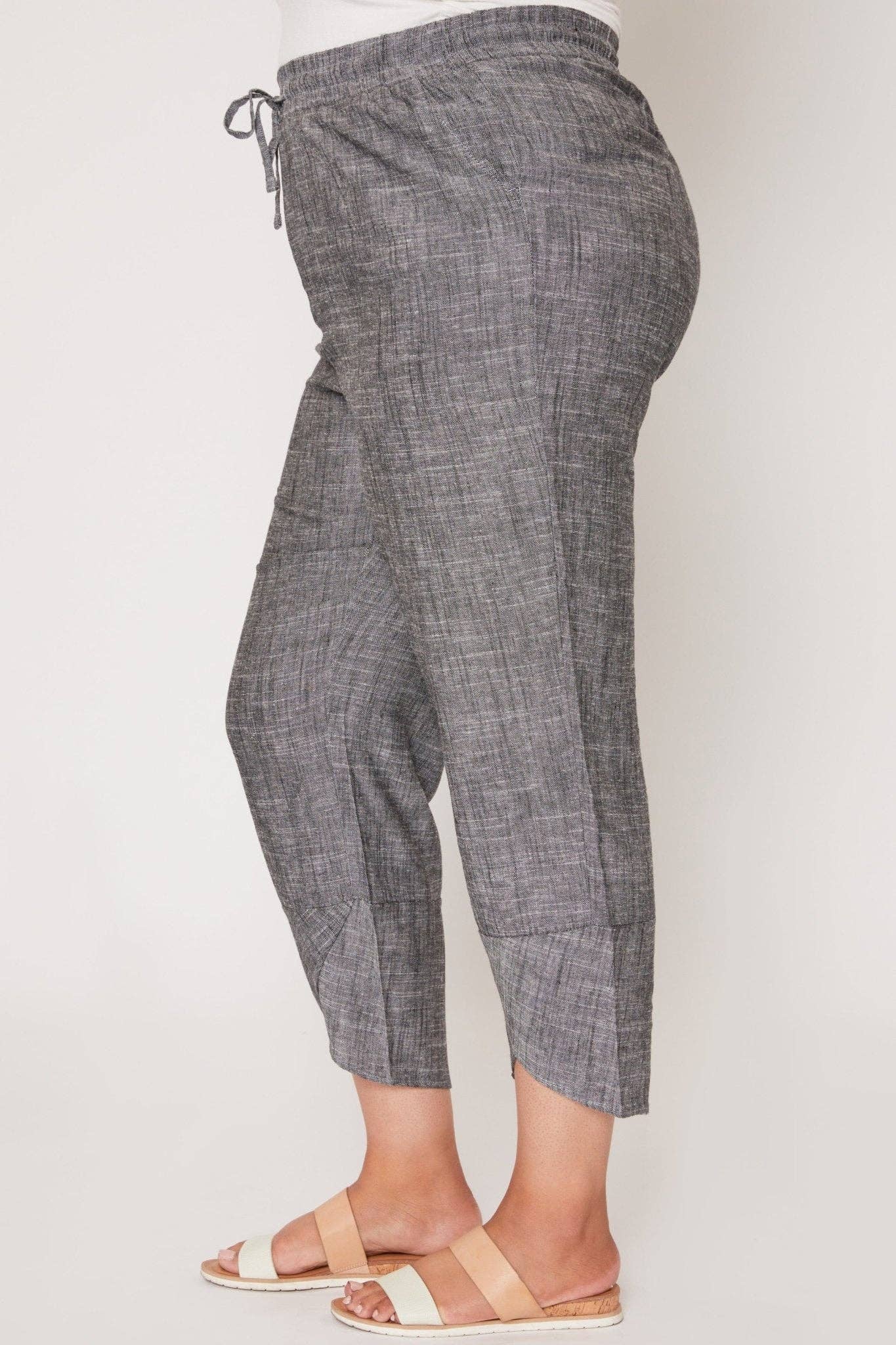 Linen Elastic Waist With Tulip Hem Pant