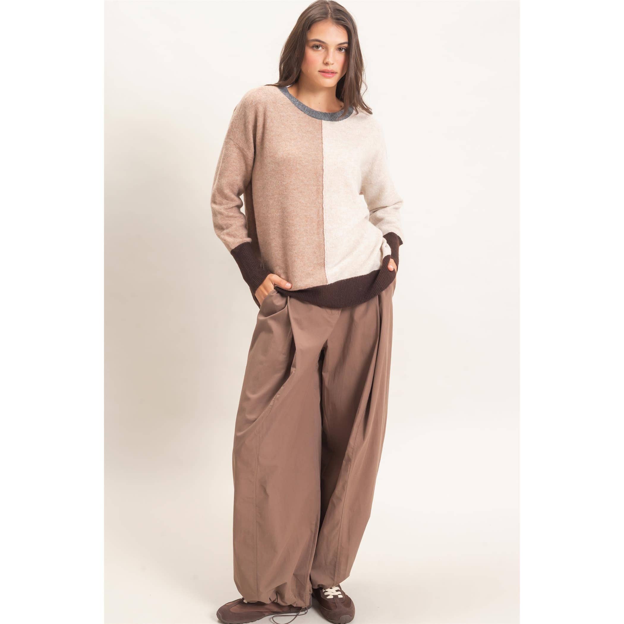 Colorblock Crew Neck Sweater