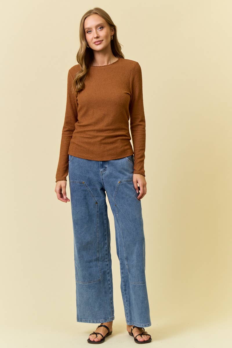 Texture Lace Trimmed Top