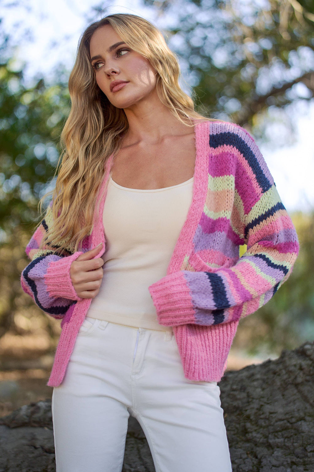 Vibrant Striped Cardigan