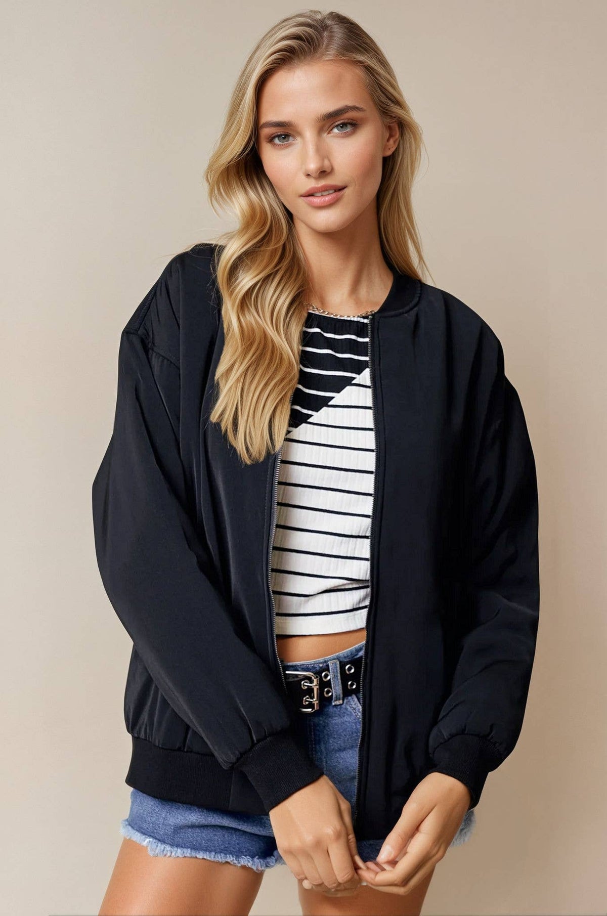 Drop Shoulder Bomber Jacket
