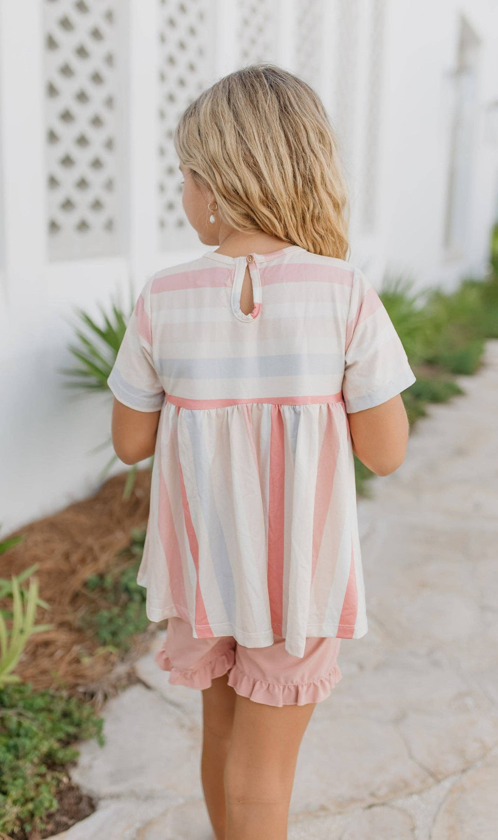 Kids Stripe Pocket Ruffle Short Set
